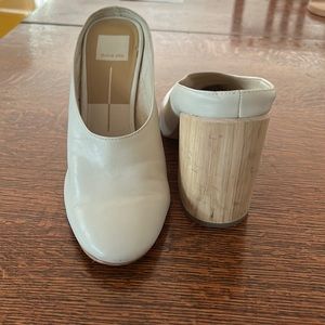 Dolce Vita Oatmeal leather wooden heel mule 8.5